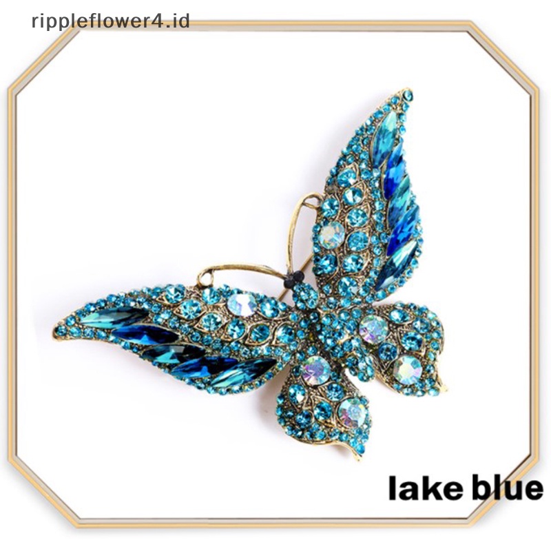 {rippleflower4.id} 1pc Butterfly Brooch Pin Kristal Bros Besar Untuk Wanita Pesta Banquet Pin~