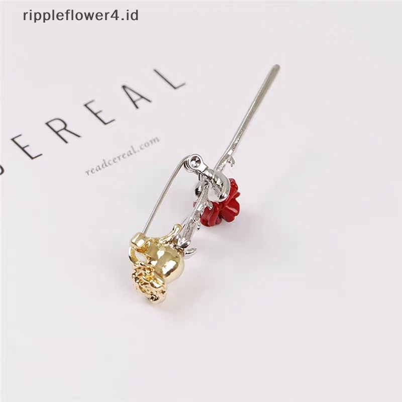 {rippleflower4.id} Bros Bunga Mawar Merah Untuk Wanita Elegan Tulip Flower Bouquet Lapel Pins~