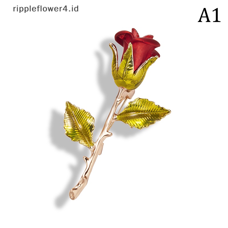 {rippleflower4.id} Bros Bunga Mawar Berlian Imitasi Untuk Wanita Elegan Buket Bunga Kerah Pin Pesta Pernikahan Lencana Perhiasan~