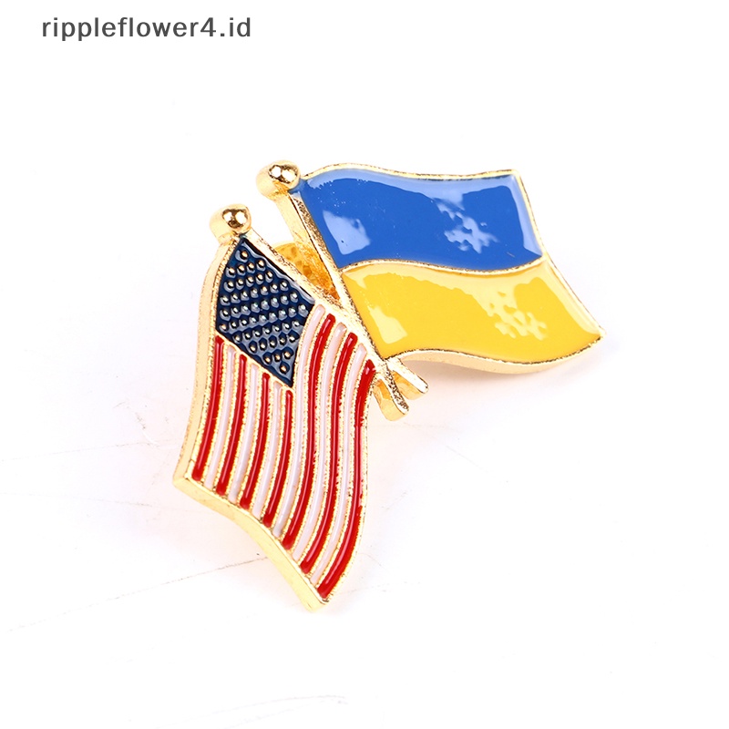{rippleflower4.id} Pin Bendera Ukraina Pin Bros Pin Negara Patriotik Dan Eropa USA Pin~