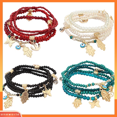 [WOD] Gelang Bangle Beads Multilayer Tangan Hamsa Fatima Wanita Tangan Butterfly Anchor Eye