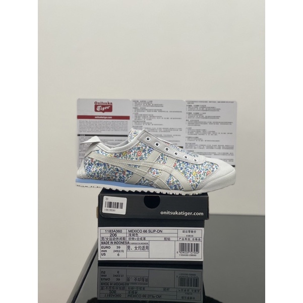 Sepatu Onitsuka Tiger Slip On Flower Blue Free Paperbag