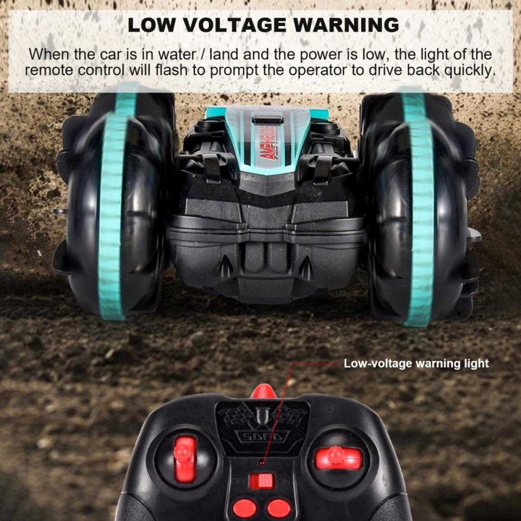 Mobil Remote Control Mainan Amphibious Stunt Car 2.4 GHz 1200 mAh