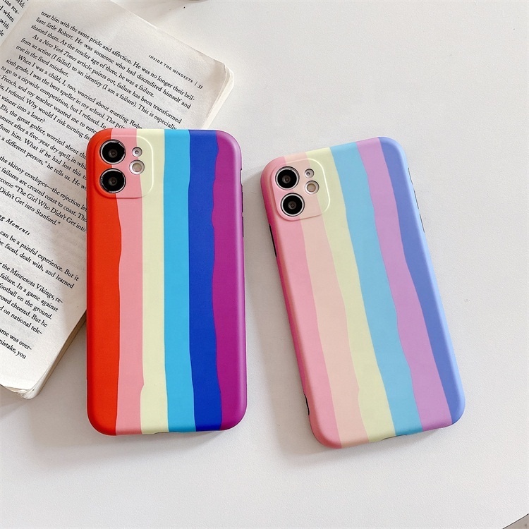 Case luxury macaron rainbow softcase silicone casing For Vivo V20 / V20 SE / V21 4G / V23 5G / V25 5