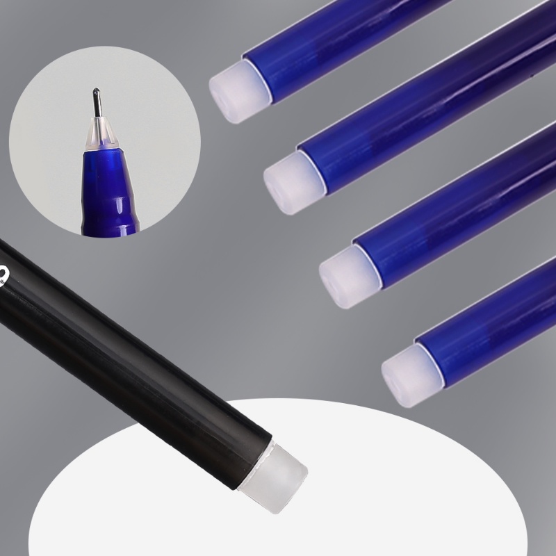 Hitam Biru Tinta Refill 0.5mm Kapasitas Besar Ujung Jarum Dihapus Gel Pen Dengan Penghapus Halus Klasik Cepat Kering Tanda Tangan Pulpen Tulis Siswa Perlengkapan Kantor Sekolah