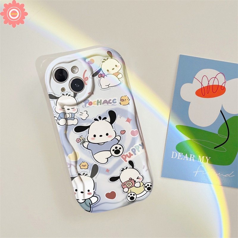 Case Untuk Redmi A1 10 9A 10C 9T 9C 9 10A 9C NFC A2 Note 11 12 10 11s 10s 10Pro 10 Pro Max Plus POCO M3 Kartun Lembut 3D Wavy Curved Edge Cute Pochacco Cinnamoroll Kuromi Soft Cover