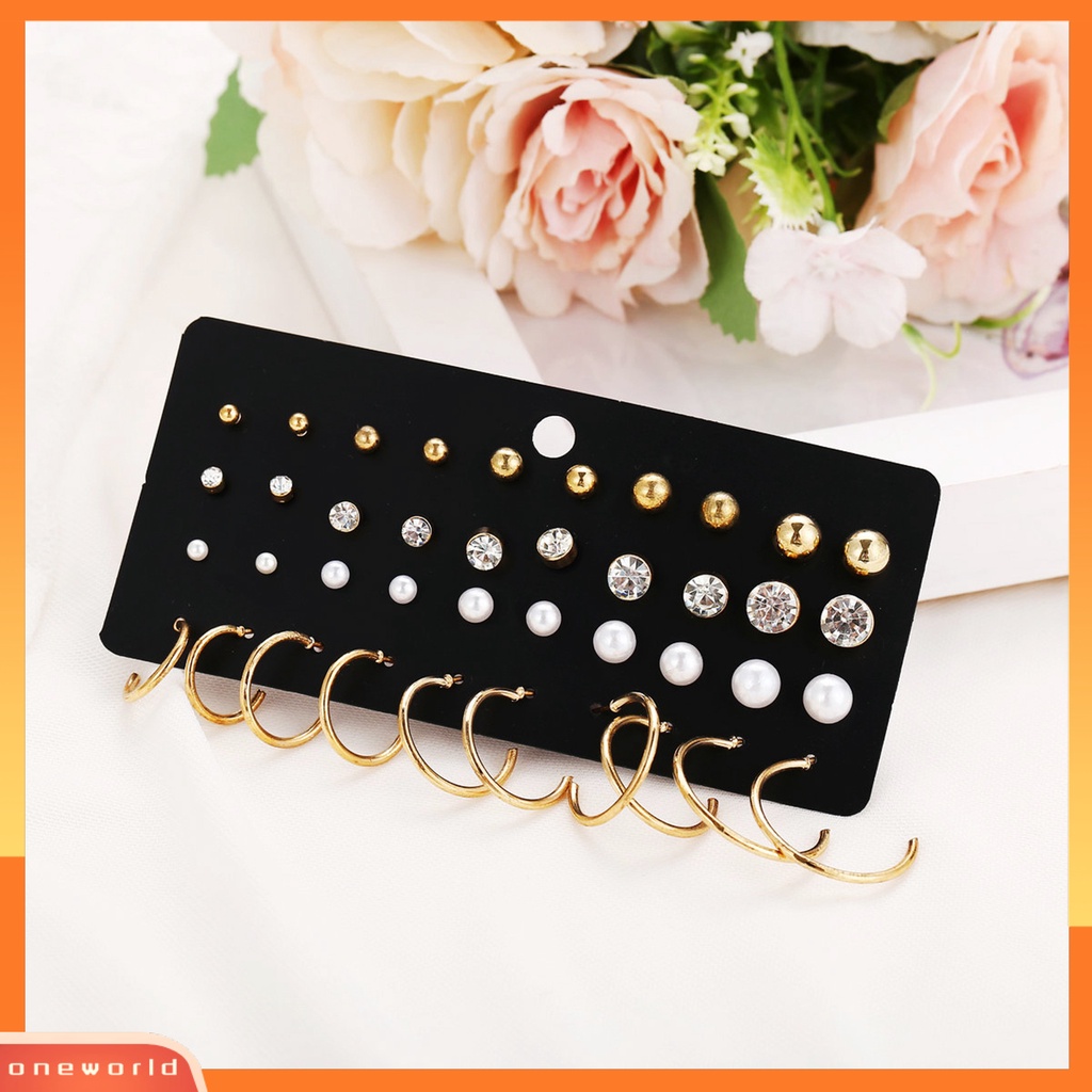 [WOD] 1set Anting Drop Warna Cerah Berkilau Efek Visual Tahan Korosi Bebas Alergi Hias Alloy Wanita All-Match Cinta Hati Gaya Women Earrings Set Untuk Gadis