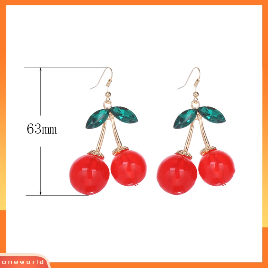 [WOD] 1pasang Anting Kait Perhiasan Cherry Daun Anting Menjuntai Berkilau Tahan Lama Untuk Pakaian Sehari-Hari