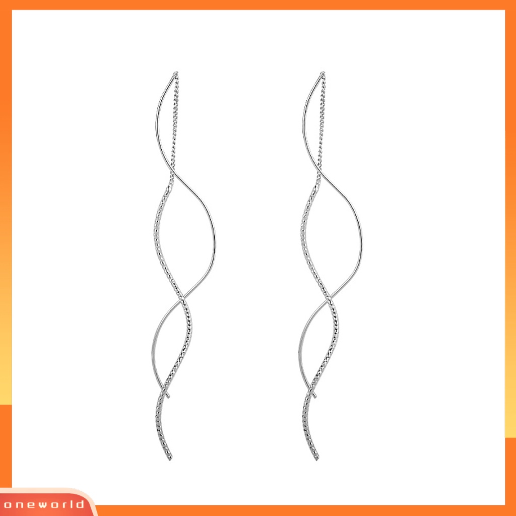 [WOD] 1pasang Drop Earrings Temperamen Panjang Rumbai Geometris Tipis Anti Luntur Hadiah Hias Wanita Garis Bergelombang Menjuntai Anting Perhiasan Fashion Untuk Pakaian Sehari-Hari