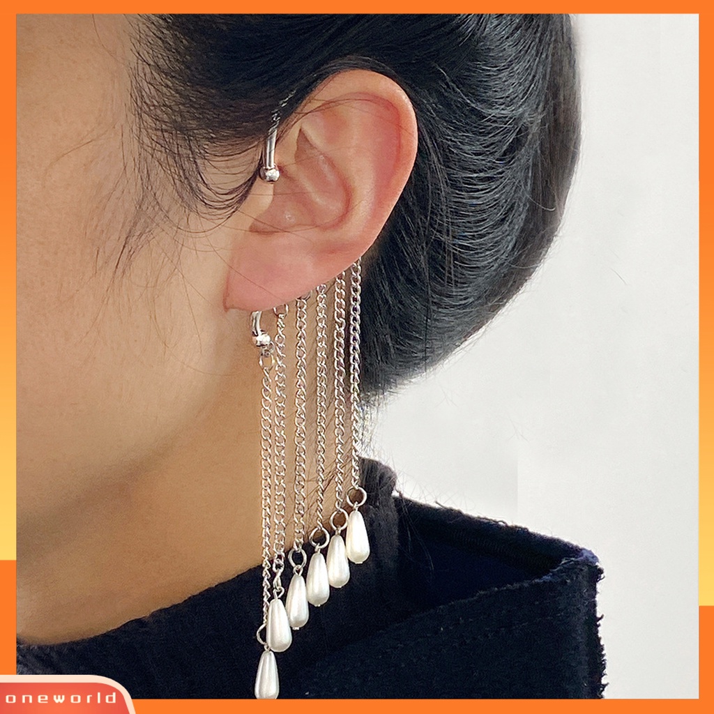 [WOD] 1pc Anting Lady Tanpa Tindik High-end Berlian Imitasi Mengkilap Panjang Rumbai Bentuk Kupu-Kupu Menjuntai Anting-Anting Wanita Perhiasan