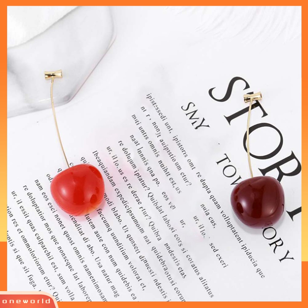 [WOD] Anting Manis Cherry Bentuk Alloy Indah Jaket Telinga Menjuntai Untuk Pacaran