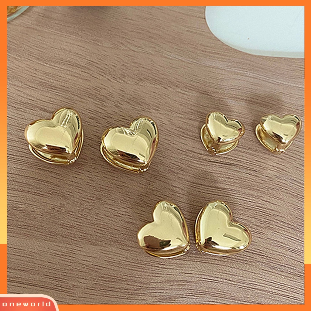 [WOD] 1pasang Anting Pejantan Wanita Warna Solid Sederhana Permukaan Halus Liontin Hati Dibuka Pacaran Anting Perhiasan Perempuan