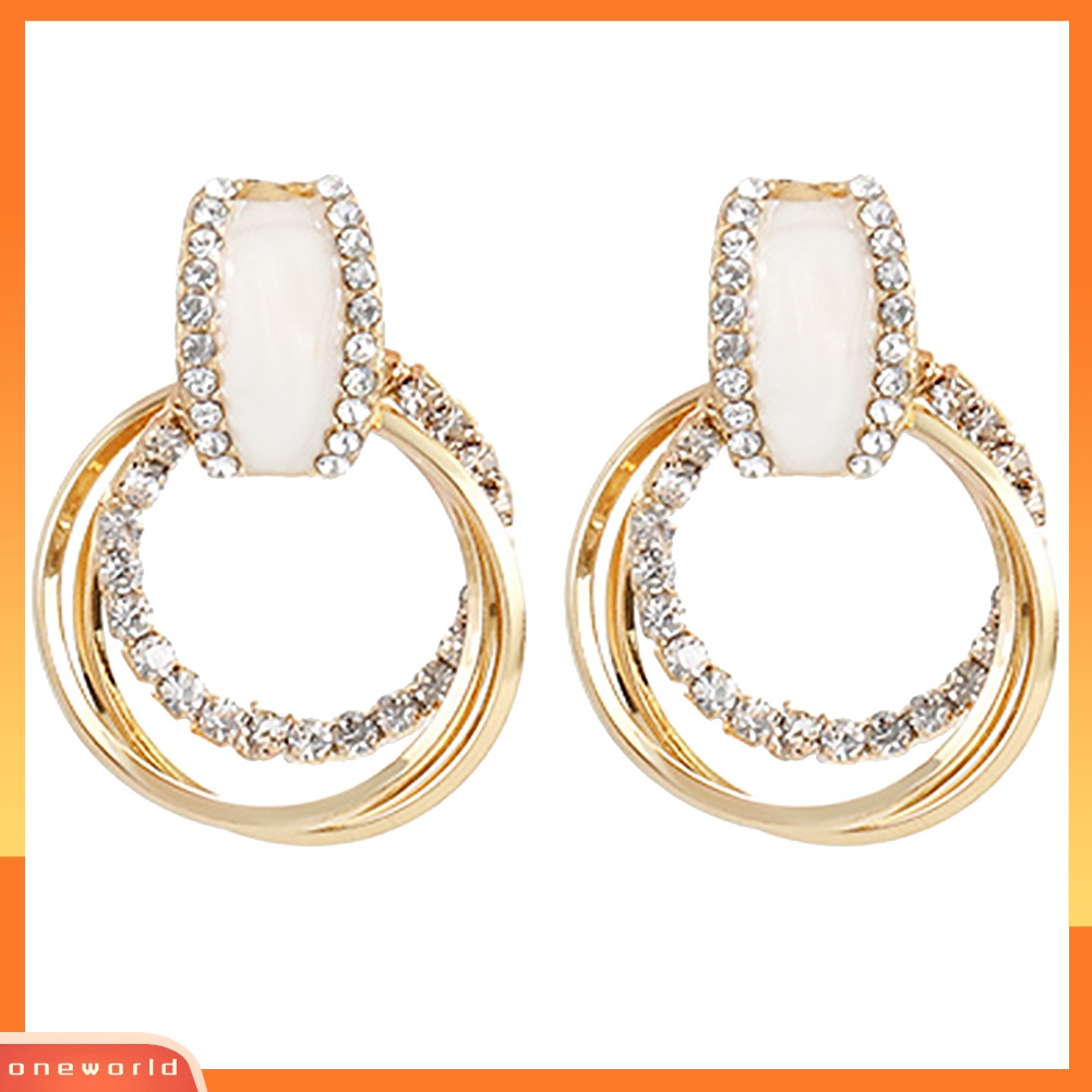 [WOD] Glitter Multilayer Lingkaran Berlian Imitasi Hias Menjuntai Stud Anting Wanita Perhiasan