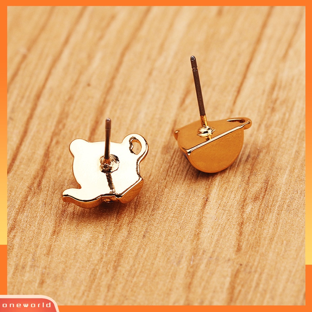 [WOD] Vintage Enamel Asimetris Teko Cangkir Liontin Wanita Stud Earrings Hadiah Perhiasan