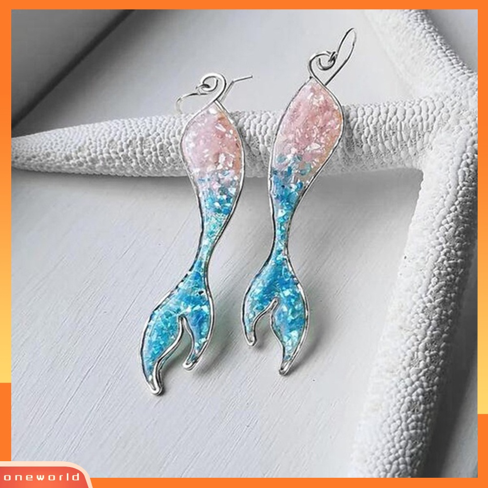 [WOD] Fashion Mermaid Tail Pendant Hook Anting Wanita Perhiasan Pesta Pernikahan Dekorasi