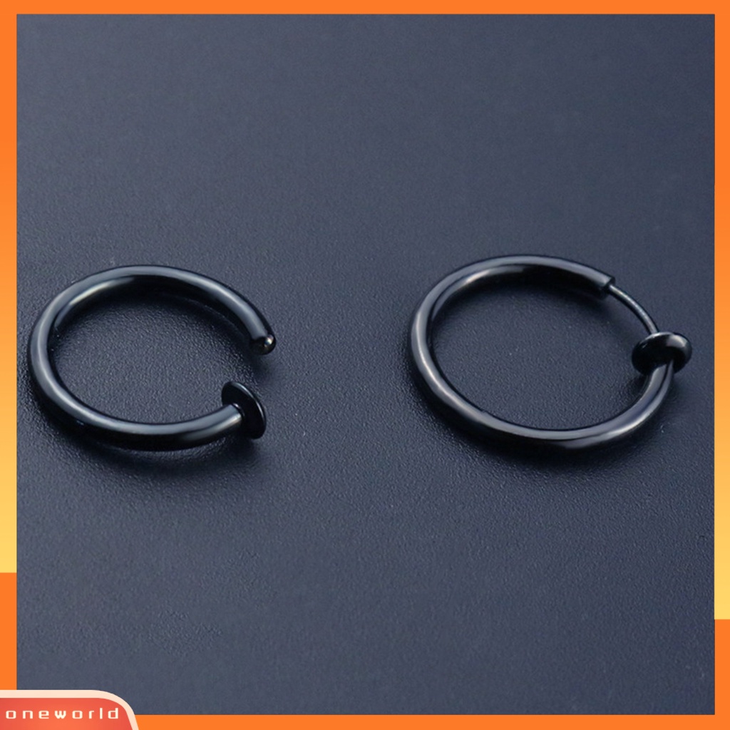 [WOD] 1pc Unisex Keren Anting Bulat Non Tindik Telinga Hoop Earring Clip Untuk Pakaian Sehari-Hari