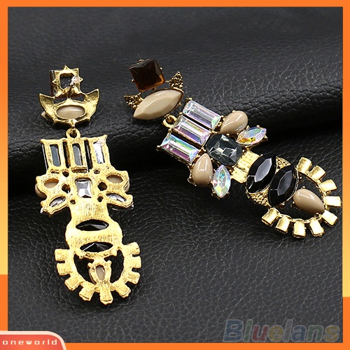 [WOD] Wanita Retro Mulia Baroque Berlian Imitasi Menjuntai Drop Earrings Cocktail Ear Studs