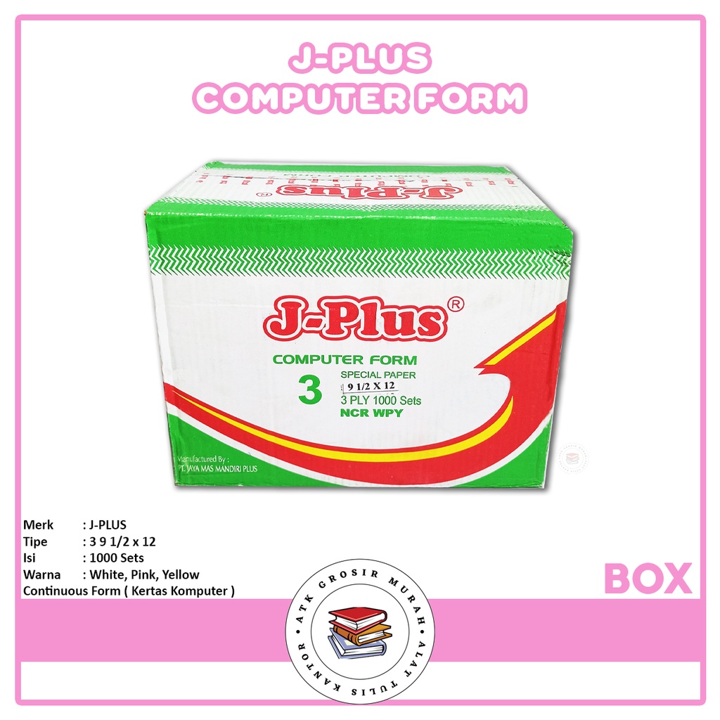 

J-PLUS - Continous Form 3 Ply 9 1/2 x 12 NCR Spesial Paper - Box