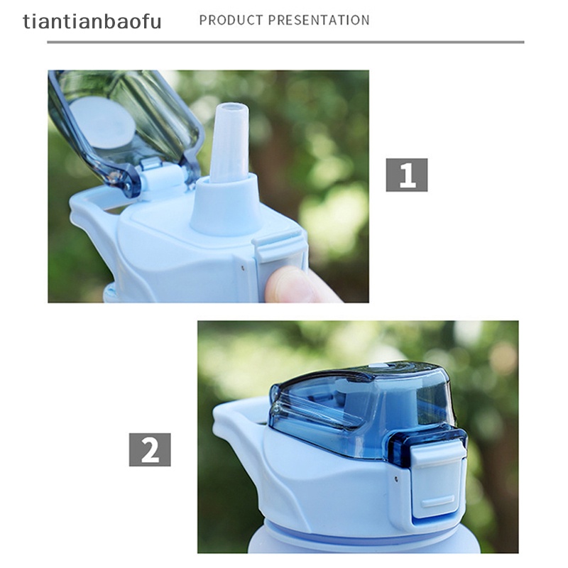 [tiantianbaofu] Olahraga 1000ml Botol Air Dengan Sedotan Perjalanan Luar Ruangan Portabel Anti Bocor Perlengkapan Minum Gelas Minum Plastik Butik
