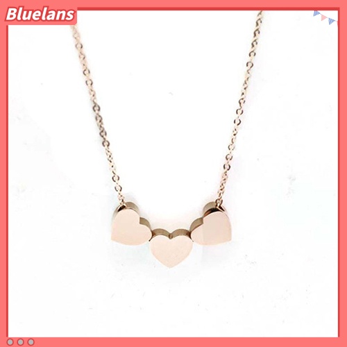 [BLS] Perhiasan Fashion Wanita Tiga Cinta Hati Rantai Liontin Statement Choker Necklace
