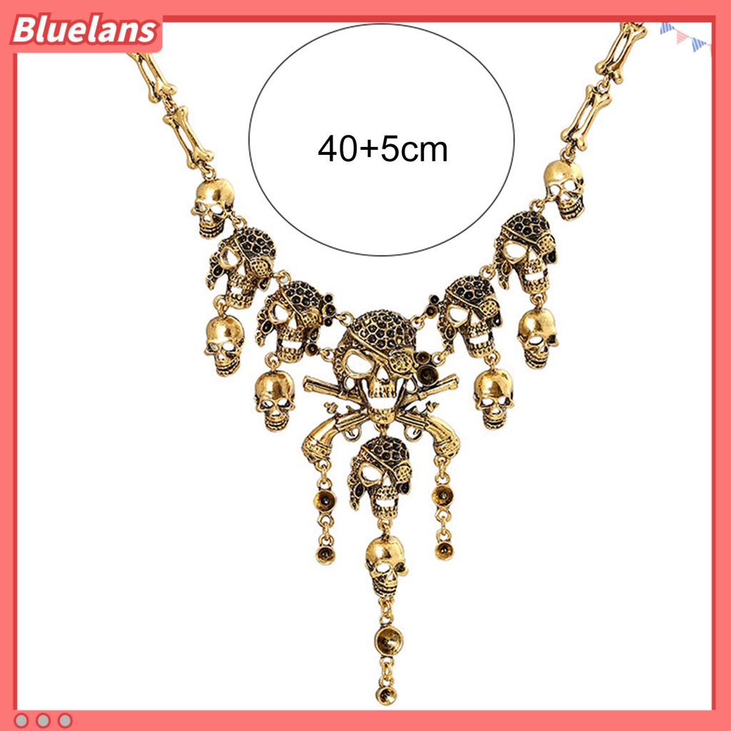 [BLS] Kalung Multi Layer Rantai Perhiasan Kepala Tengkorak Liontin Kalung Untuk Natal