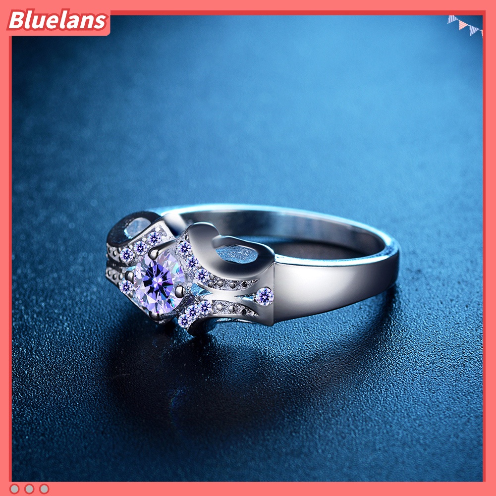 [BLS] Fashion Ungu Cubic Zirconia Bertatahkan Wanita Jari Cincin Menawan Perhiasan Hadiah