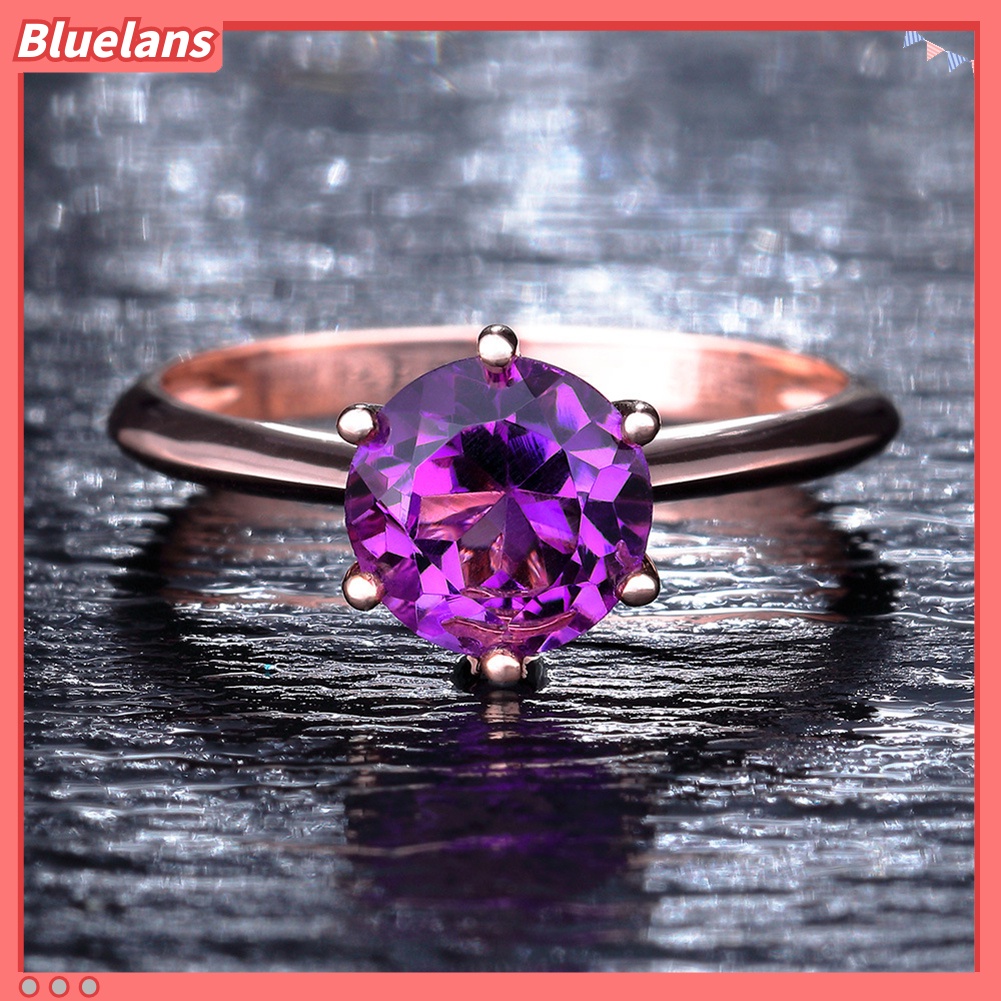 [BLS] Wanita Faux Amethyst Ruby Bertatahkan Jari Cincin Pernikahan Pertunangan Perhiasan Hadiah