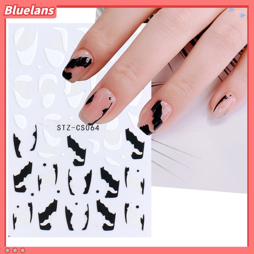 [BLM] Stiker Kuku Gaya Perancis DIY Garis Warna-Warni Decal Powder 3D Transfer Slider Untuk Manicure