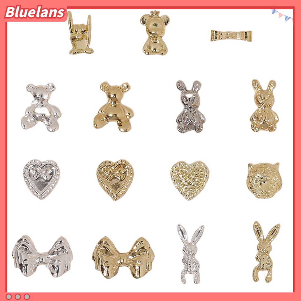 [BLM] 10pcs Hiasan Kuku Gloss Tidak Jatuh Tiga Dimensi DIY Mempesona Efek Visual Jantung Busur Beruang Kelinci Kuku Paduan Dekorasi Kuku Salon Pasokan