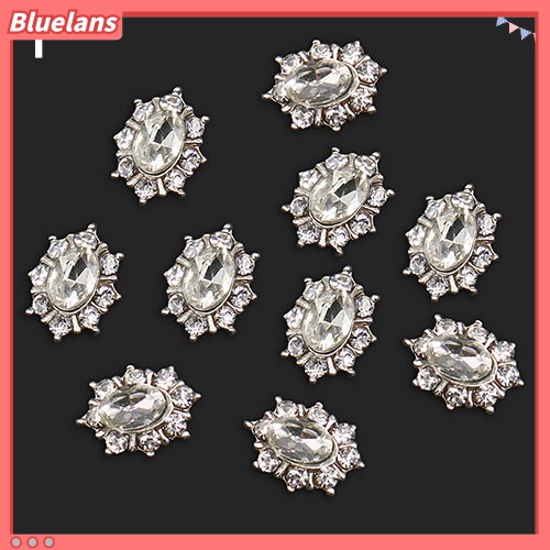 [BLM] Stiker Nail Art Kristal Berlian Imitasi Alloy Wanita Gadis Dekorasi Bunga 10Pcs /Set