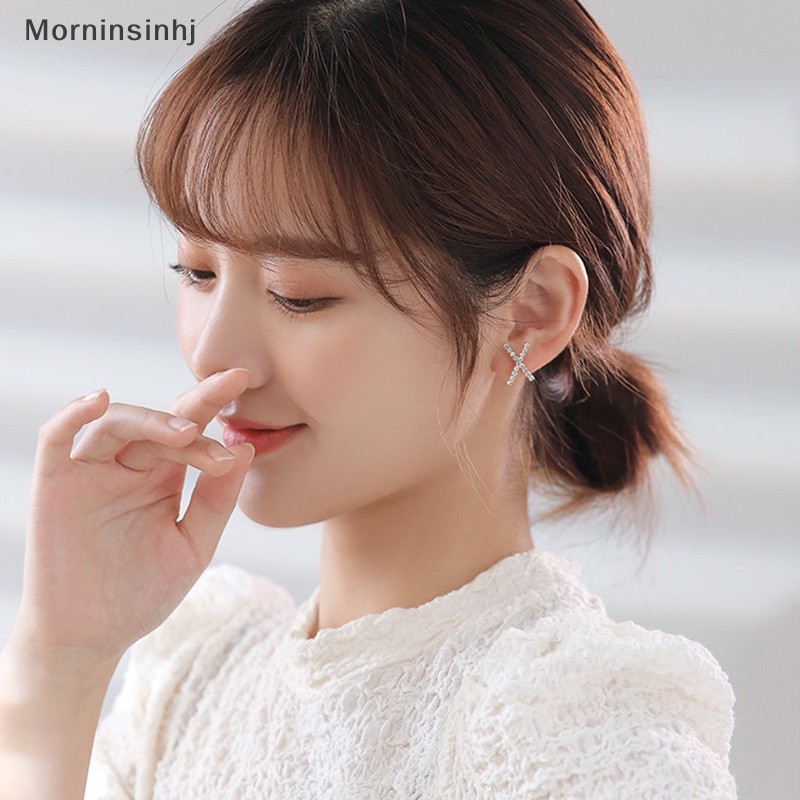 Mornin 1pasang Gaya Sederhana Cahaya X-shaped Earrings Ear Stud Fashion Perhiasan Berlian Imitasi Kreatif Untuk Wanita Gadis Hadiah Ulang Tahun id