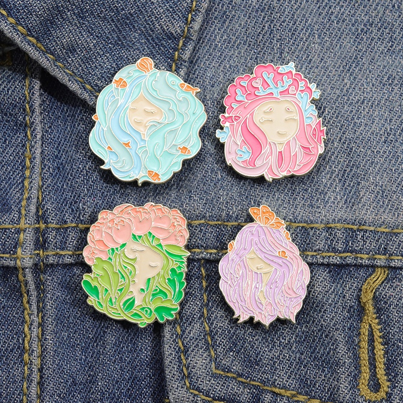 Kreatif Bunga Peri Enamel Pin Bros Lucu Kupu-Kupu Laut Gadis Bros Kerah Pin Tombol Lencana Kartun Perhiasan Hadiah Untuk Anak-Anak Teman