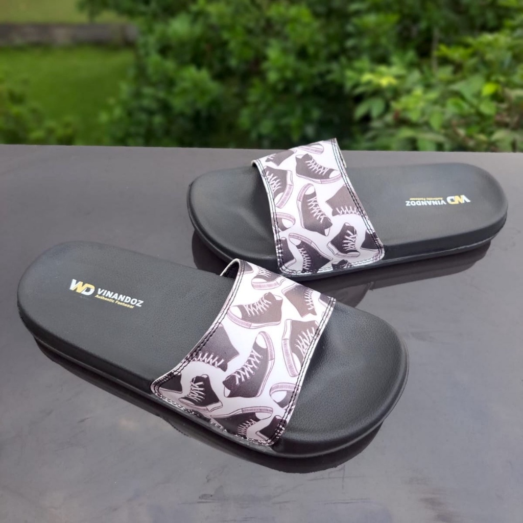 Sandal Selop Pria Sol Phylon Premium Hitam Putih - VINANDOZ SLP02