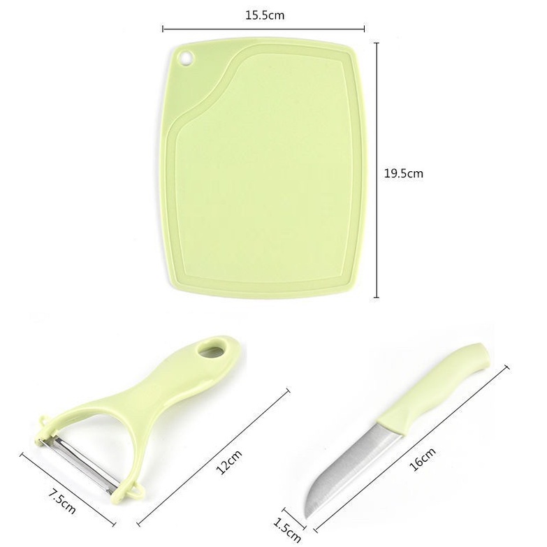 PISAU SET TALENAN 3IN1 Pengupas Buah Sayur Peeler Buah Pisau Stainless Chopping Board