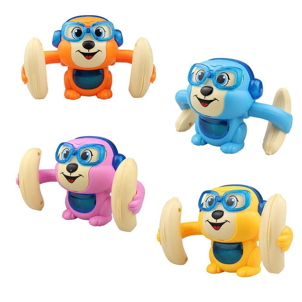 REBUY Rebuy Voice-activated Tumbling Monkey Mainan Bayi Lucu Induksi Rolling Monkey360° Merangkak Mainan Anak Merangkak Mainan Elektrik Kontrol Suara Rolling Electric Baby Toy