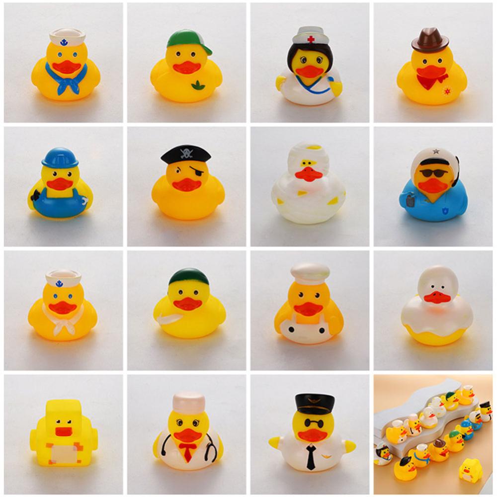 Timekey 1PC Cosplay Bebek Karet Mainan Mandi Bayi Anak Shower Bath Toy Float Suara Mencicit Bebek Lucu Renang Air Bermain Game Mainan J3L8