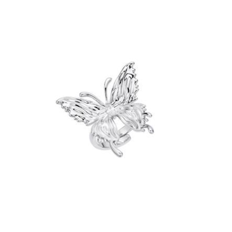 Punk Vintage Logam Cair Dissolved Butterfly Adjustable Wanita Cincin Fashion Indah Anime Gothic Serangga Cincin Gothic Perhiasan