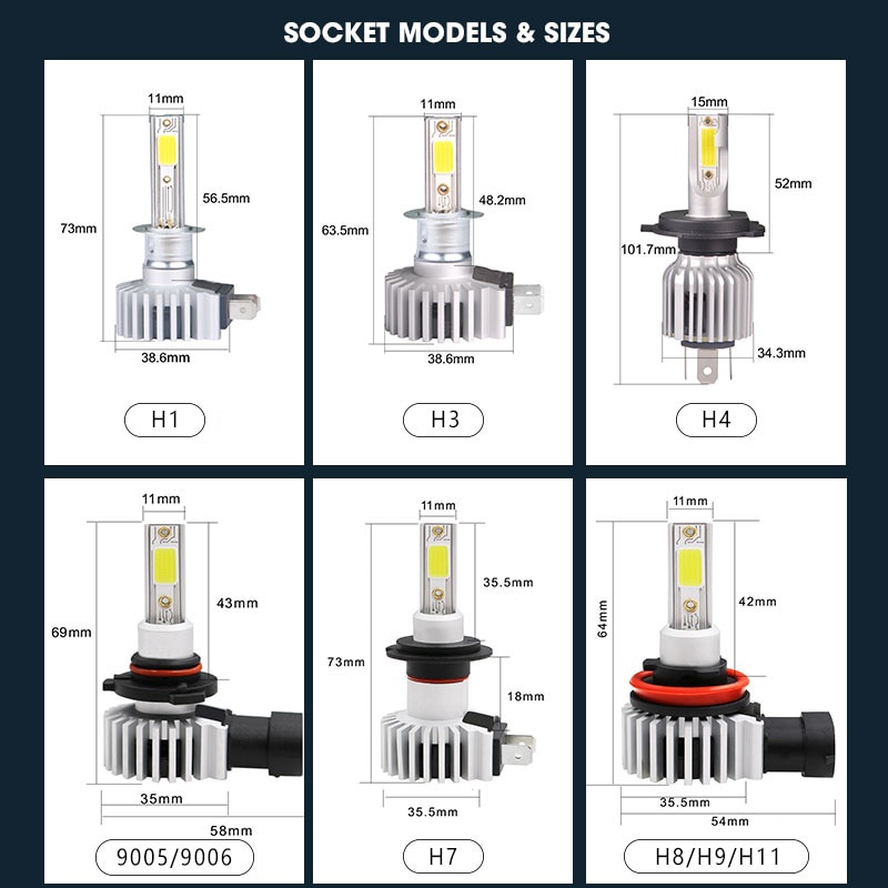 【2pcs】 Super Terang 9005 HB3 LED Headlight Bulb H4  H8 H11 H16JP Foglamp 12-24V Tinggi Rendah Beam 6000K COB Lampu Depan Mobil LED