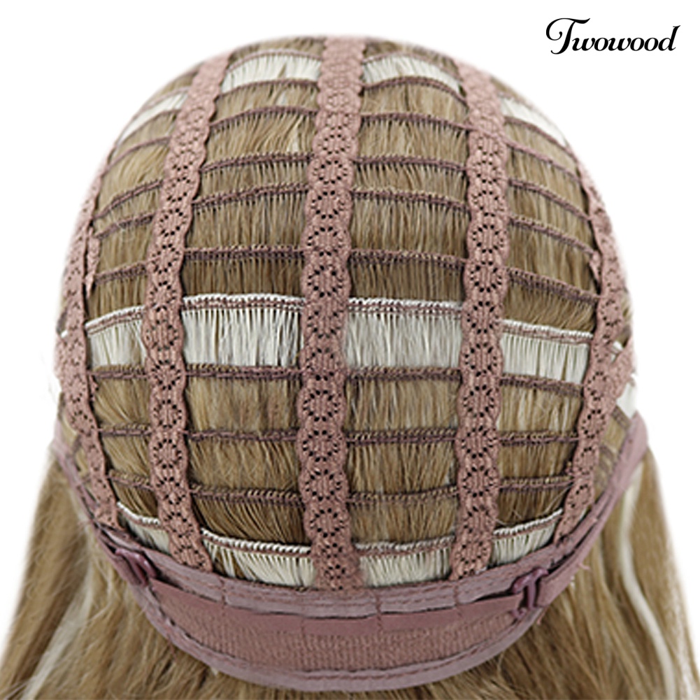 Twowood Fashion Wanita Gelombang Keriting Rambut Panjang Gradien Wig Rose Net Ekstensi Sopak