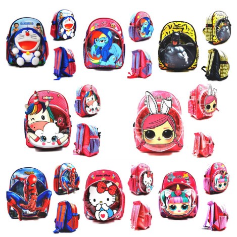 BAJ TAS SEKOLAH TK / PAUD ANAK IMPORT LAKI PEREMPUAN SUPERHERO / LOL / UNICORN / PONY / HELLO KITTY BE / TA027