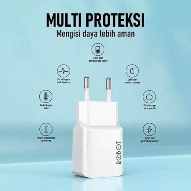 (ROBOT RT010) Smart Adapter Charger/ Kepala Charger Sigle Port Usb Multi Protection.