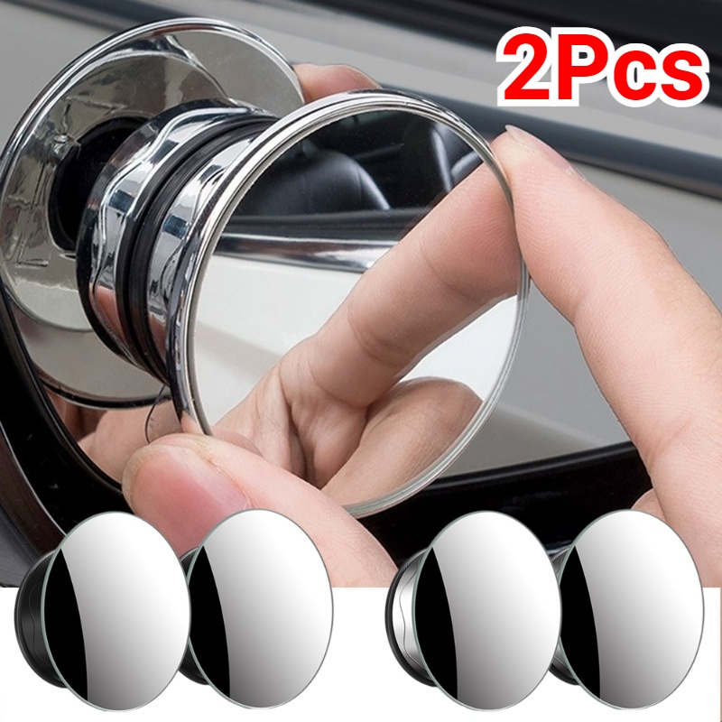 2pcs Cermin Spot Buta Mobil Berputar 360derajat Putaran Convex Mirror Vehicle Side Blindspot Mirror Mobil Bolak Balik Bantu Spion Aksesoris Mobil