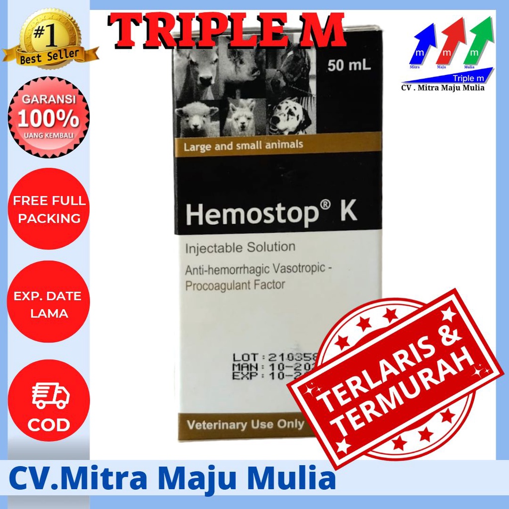 HEMOSTOP K 50 ml - Obat Anti Pendarahan Penggumpalan Hewan Sapi Kuda Kambing Hewan