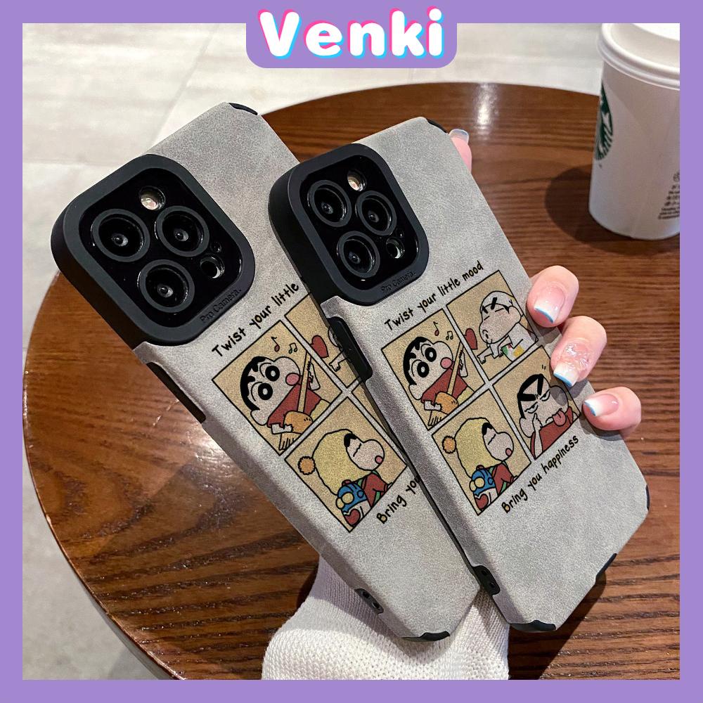 VENKI - Untuk iPhone 11 Case Leather Pupil Suede Case Soft Shockproof Case Kamera Sederhana Karakter Kartun Lucu Kompatibel dengan iPhone 14 13 Pro max 12 Pro max xr xs 7Plus 8Plus