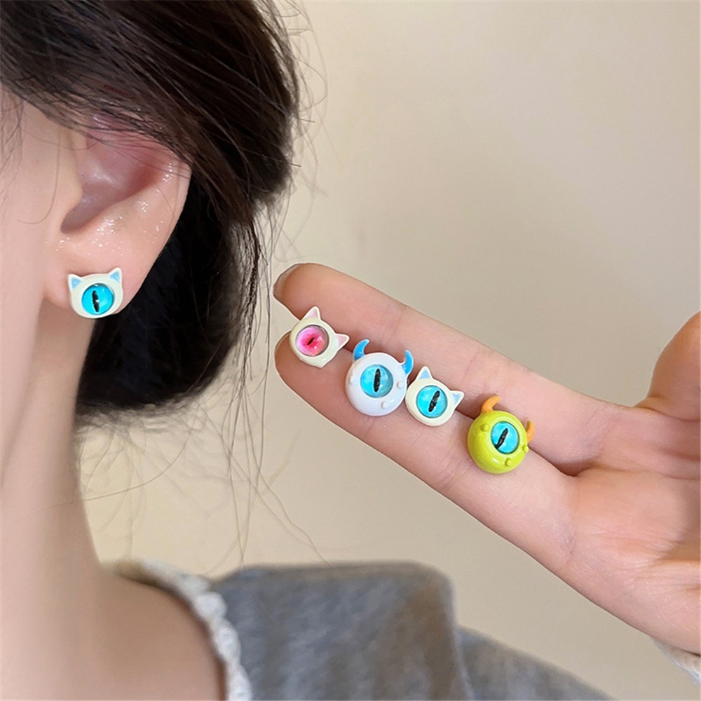 Anting Kartun Anting Monster Bermata Satu Lucu Anak-Anak Menyenangkan Desain Niche Ear Stud CANDY JEWELRY