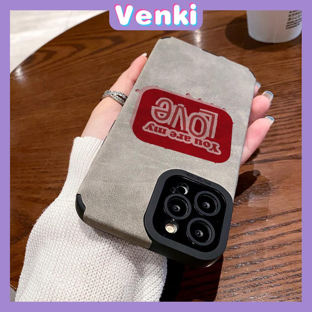 VENKI - Untuk iPhone 11 Case Leather Pupil Suede Case Soft Shockproof Phone Case Camera Simple Cute Red English Kompatibel dengan iPhone 14 13 Pro max 12 Pro max xr xs 7Plus 8Plus