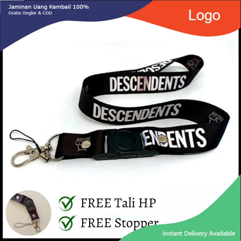 

Tali Lanyard Band Descendent / Custom Lanyard Tali Gantungan Kunci HP POD ID Card