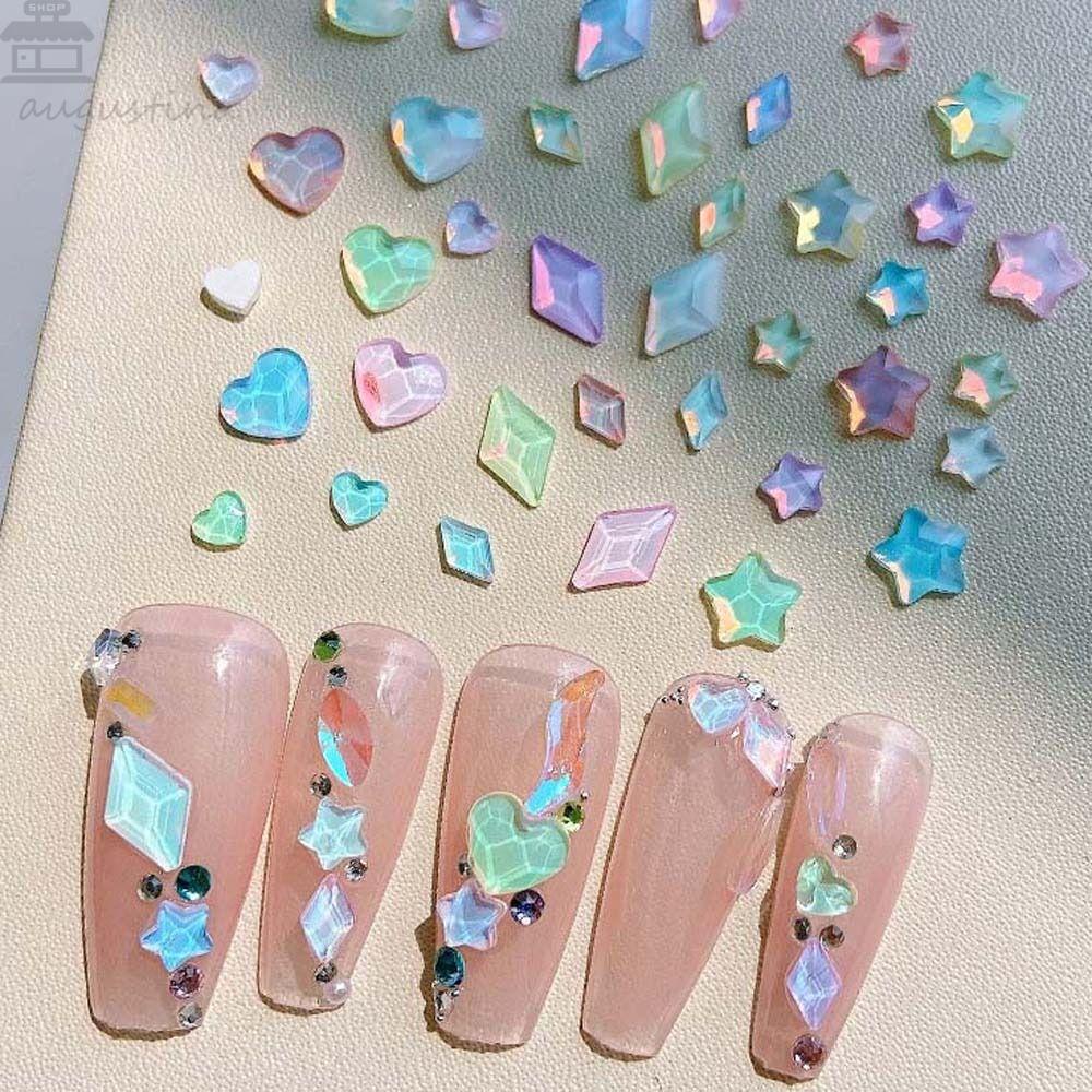 Agustina Aurora Hiasan Kuku Pesona Kuku Bintang Fashion Manikur Aksesoris Cinta Hati Rhombic Nail Jewelry