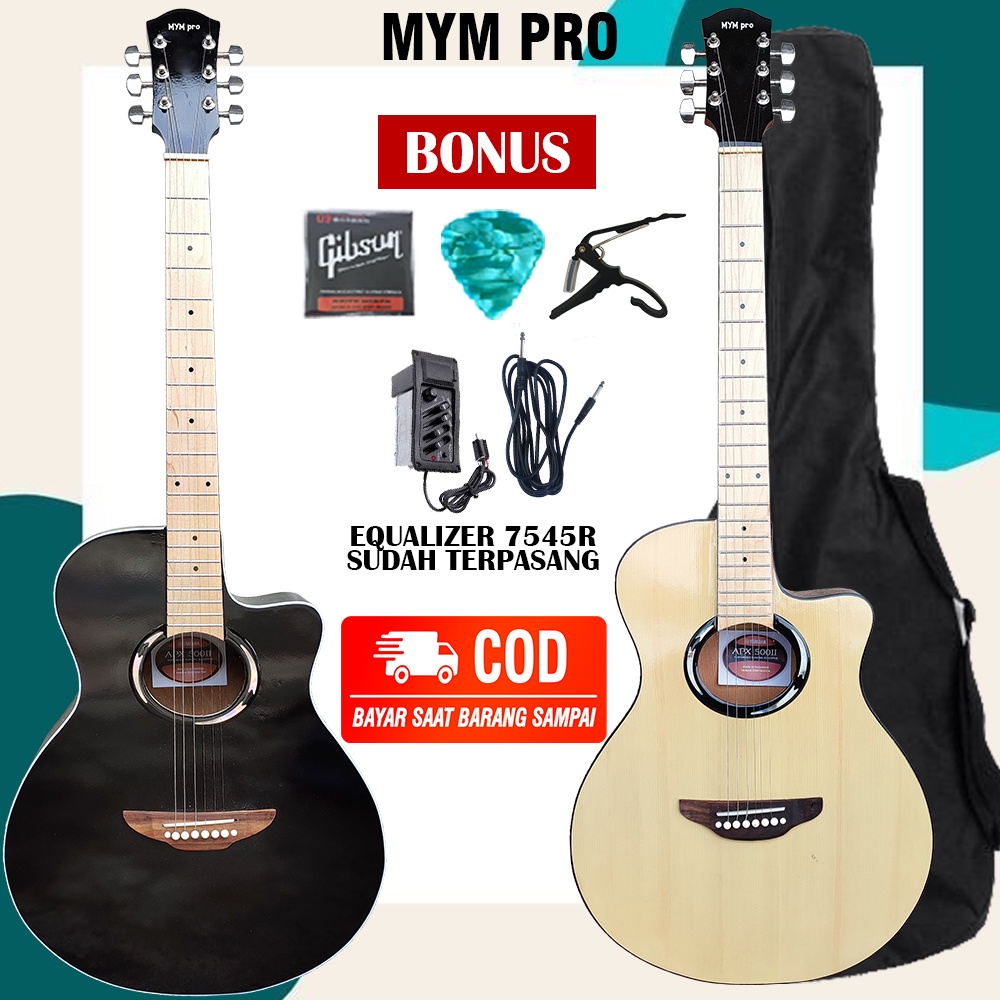 Gitar Akustik Elektrik 7545R senar string paket hemat free packing kayu