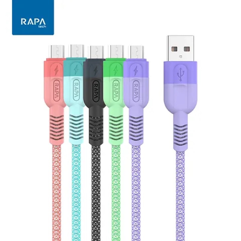 RAPAtech Kabel Data Micro Usb Fast Charge 2.4A Premium Quality Nylon Braiden Data Cable Usb Micro Line X original bergaransi